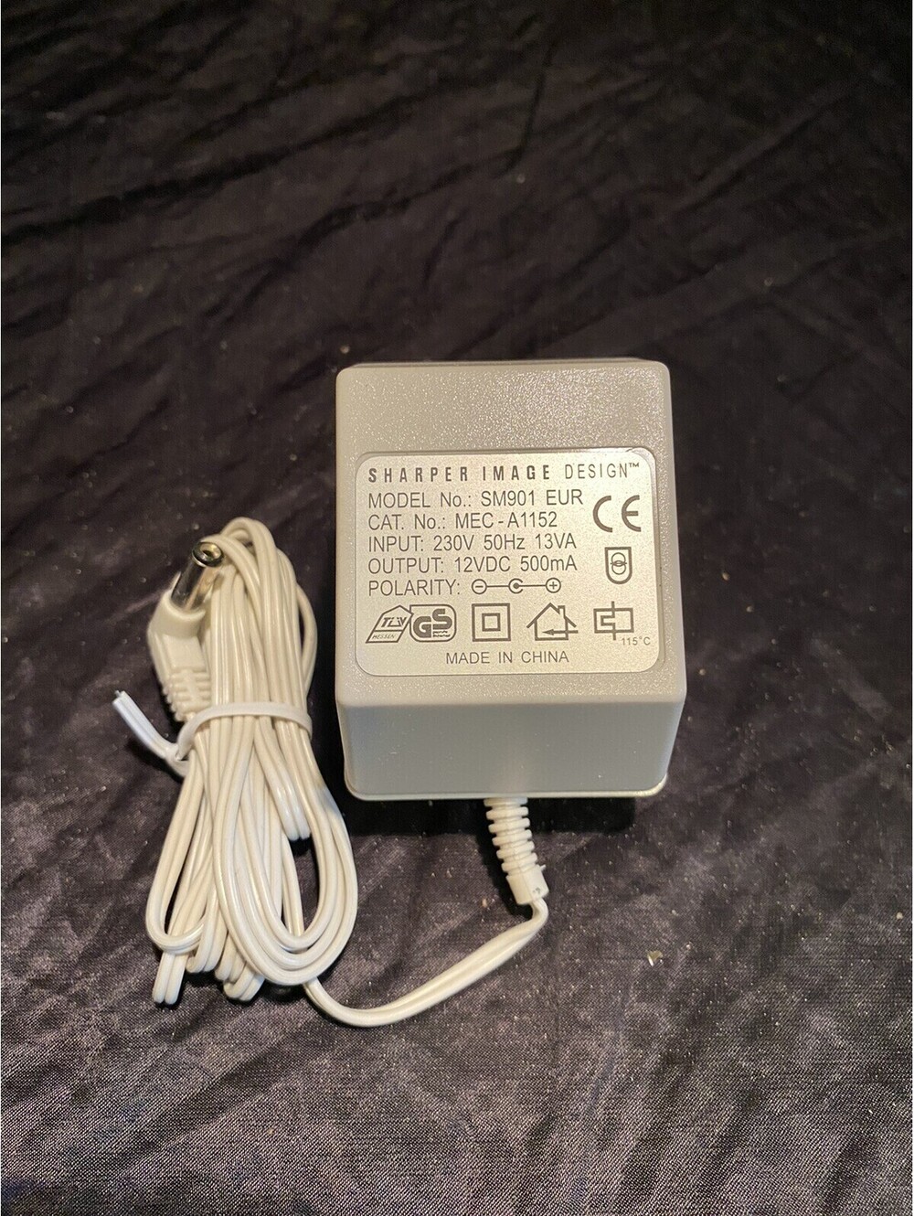 Sharper Image Power Adapter SM901 EUR Continental Europe In 230V Out 12VDC 19mm